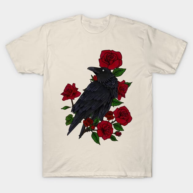 Raven and roses T-Shirt by SnugglyTh3Raven